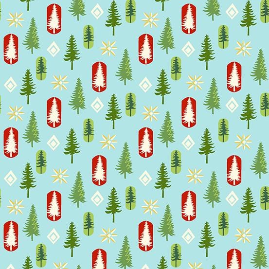 O Christmas Tree - Mod Trees Sky Choice Fabrics 