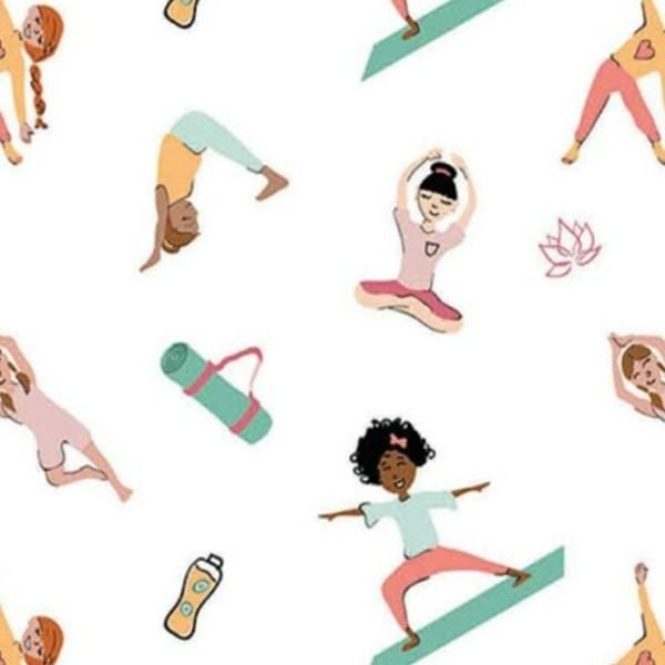Omstoppable - Yoga Girls  White Choice Fabrics 