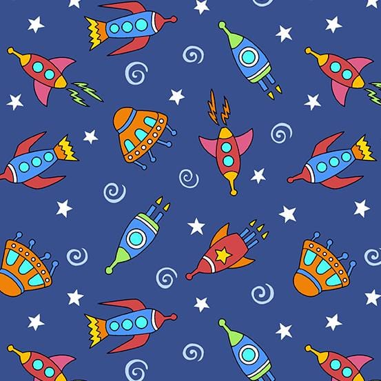 Spaced Out - Space Traffic Navy Choice Fabrics 