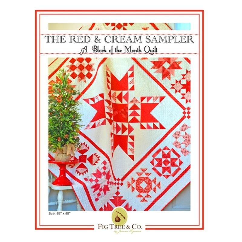 Classic Red and Cream Sampler BOM Quilt Pattern Set FIG TREE & CO 