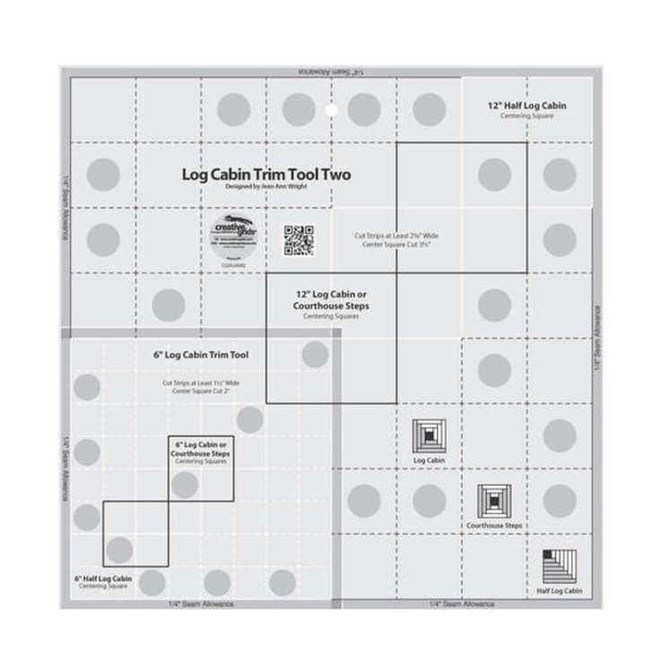 Creative Grids Log Cabin Trim Tool Two - 12in or 6in Blocks Ruler Checker Distributors 