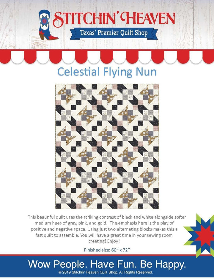 Digital Download - Celestial Flying Nun Quilt Pattern by Stitchin' Heaven IN HOUSE 