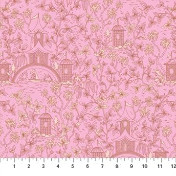 Figo Fabrics - Kindred Sketches - Castles and Vines Pink Figo Fabrics 