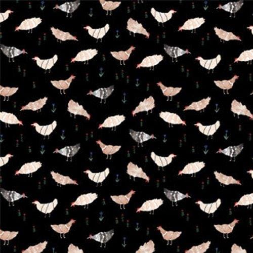 Figo Fabrics - Wild West - Chickens Black Figo Fabrics 