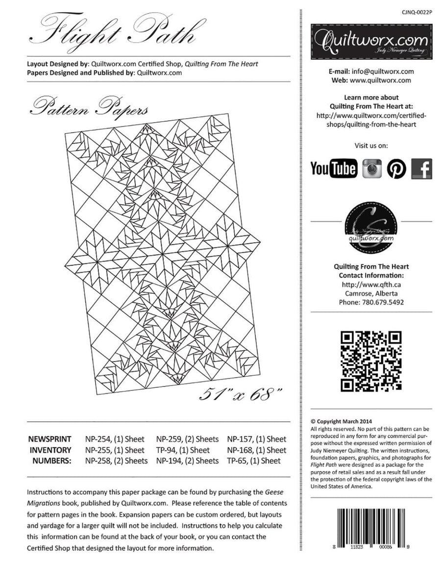 Flight Path Pattern Papers Quiltworx Judy Niemeyer Quilting/Quiltworx 