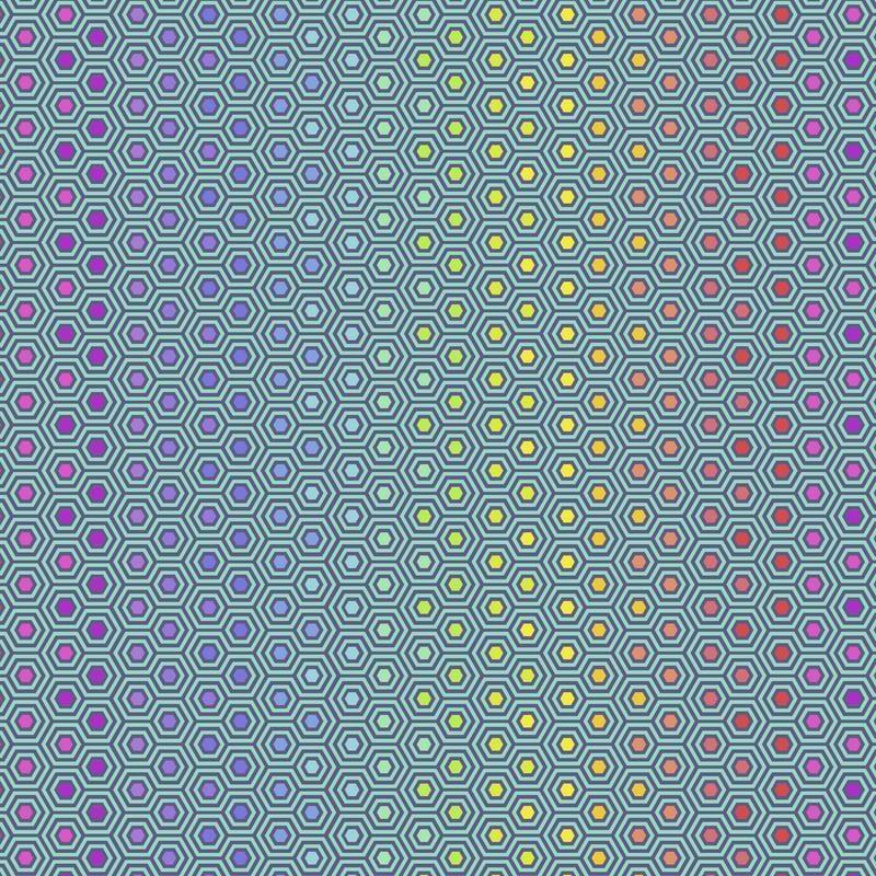 FreeSpirit - Tula's True Colors - Hexy Rainbow Peacock FreeSpirit Fabrics 