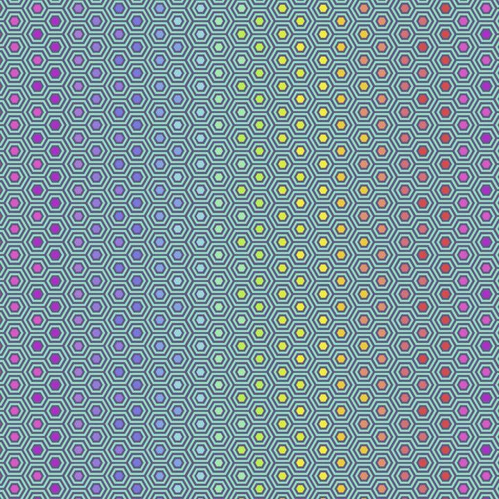 FreeSpirit - Tula's True Colors - Hexy Rainbow Peacock FreeSpirit Fabrics 