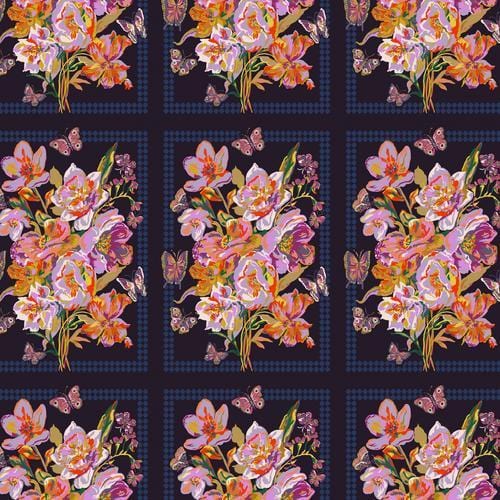 Mon Jardin - Beautiful Bunch Navy FreeSpirit Fabrics 