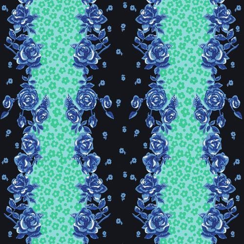 Mon Jardin - Rose Stripe Blue FreeSpirit Fabrics 