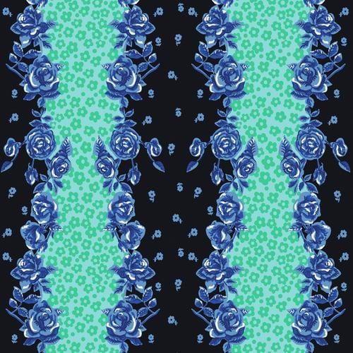 Mon Jardin - Rose Stripe Blue FreeSpirit Fabrics 