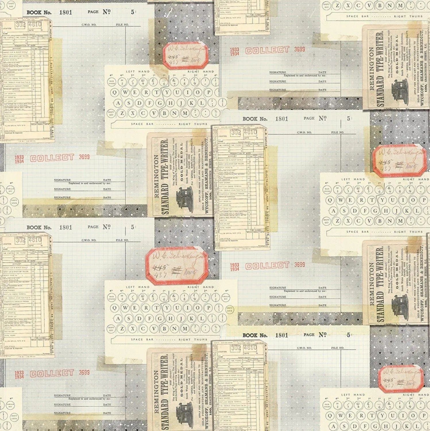 Tim Holtz Eclectic Elements Typewriter Multi FreeSpirit Fabrics 