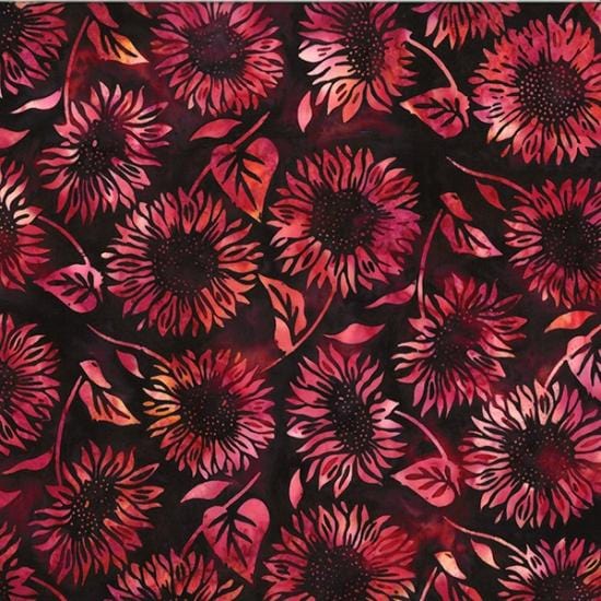 Bali Batiks - Sunflowers Deep Fuchsia Hoffman Fabrics/CIT 