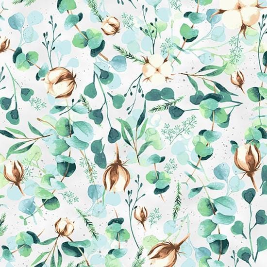 Hoffman - Fly Home for Winter - Eucalyptus & Cotton Snow Silver Hoffman Fabrics/CIT 