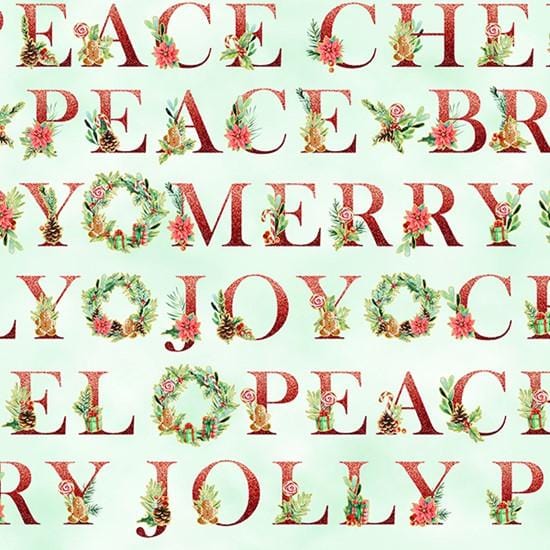 Hoffman - Holiday Sweets - Holiday Phrases Mint Hoffman Fabrics/CIT 