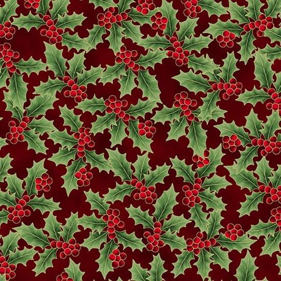 Hoffman - Holiday Wishes - Holly Scarlet Gold Hoffman Fabrics/CIT 