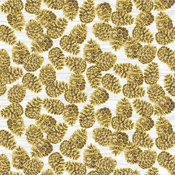 Home Sweet Home - Brown Gold Pine Cones Hoffman Fabrics/CIT 