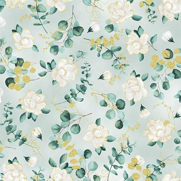 Home Sweet Home - Sage Gold Flowers Hoffman Fabrics/CIT 