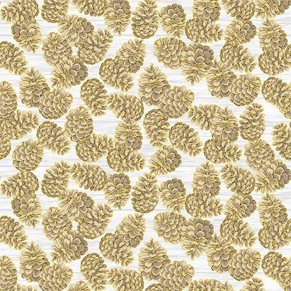 Home Sweet Home - Taupe Gold Pine Cones Hoffman Fabrics/CIT 