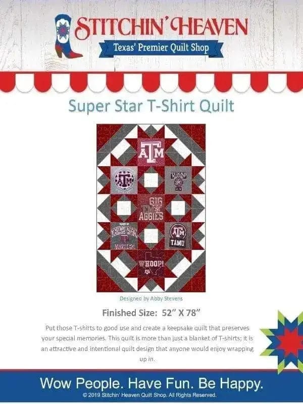 Digital Download - Super Star T-Shirt Quilt Pattern IN HOUSE 