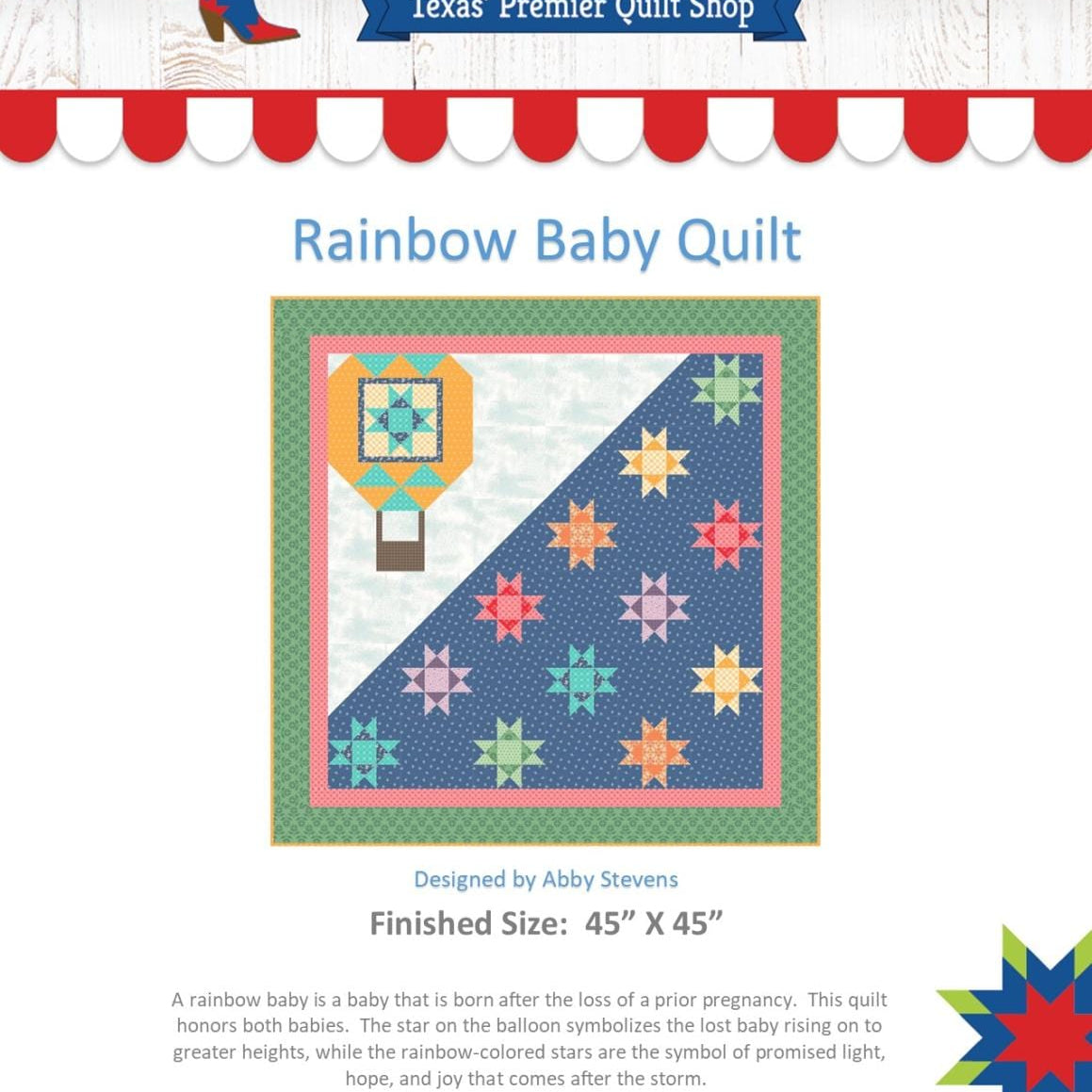 Rainbow Baby - Printed Quilt Pattern by Stitchin' Heaven IN HOUSE 