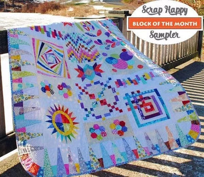 Image of Scrap Happy Sampler quilt.