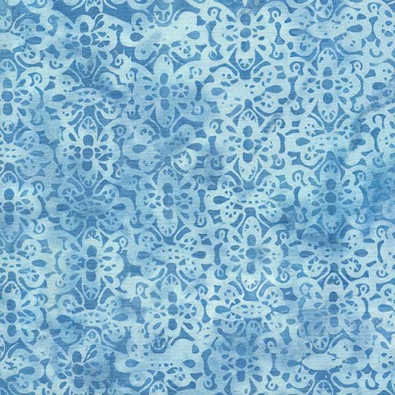 Island Batik - Honey Blue - Floral Swirl Lace Rain Island Batik, Inc. 