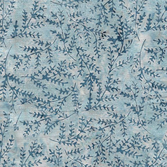 Island blue batik fabric by the yard by Timeless Treasures, blue fabric by  the yard, blue cotton batik fabric, island leaves batik, #20275