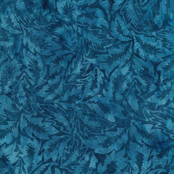 Island Batik - Woodcut Blossoms - Leaves Lake Blue Island Batik, Inc. 