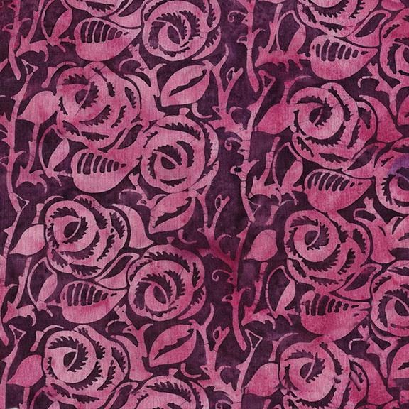 Island Batik - Woodcut Blossoms - Rose Purple Island Batik, Inc. 