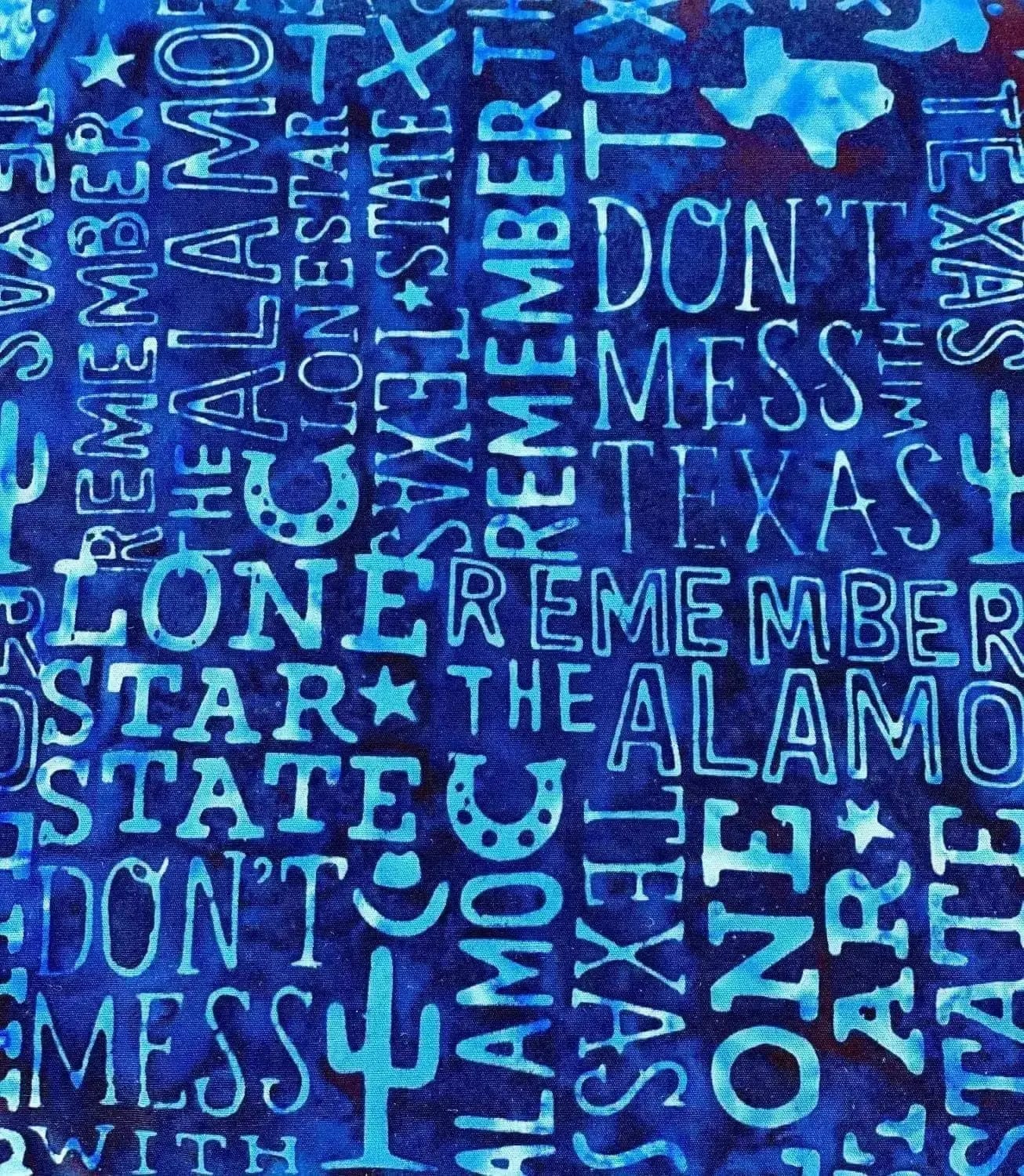 Texas Our Texas 2 - Texas Text 2 Blue Island Batik, Inc. 