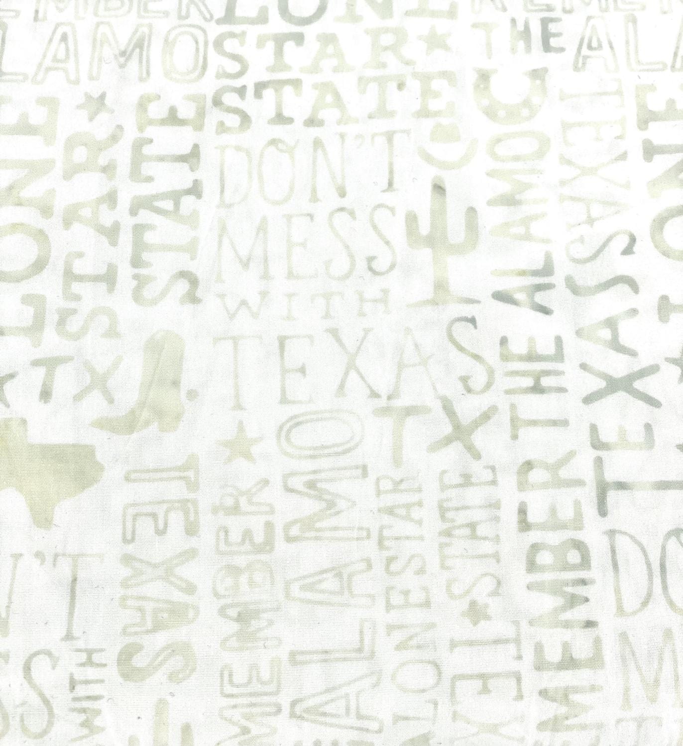 Texas Our Texas 2 - Texas Text 2 Whipped Cream Island Batik, Inc. 