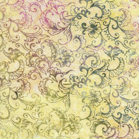 Victorian - Floral Leaves Neutral Cornsilk Island Batik, Inc. 