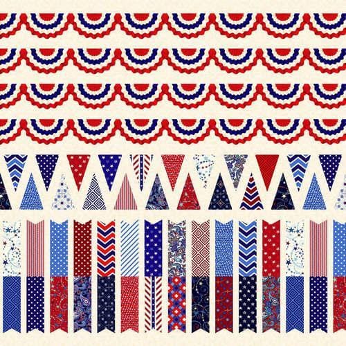 Land That I Love Bunting Stripes Cream Henry Glass & Co 