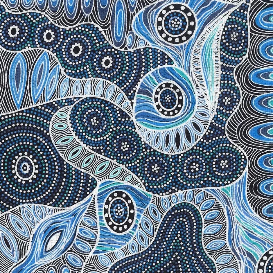 Aboriginal Designs - Regeneration Blue M & S TEXTILES AUSTRALIA 