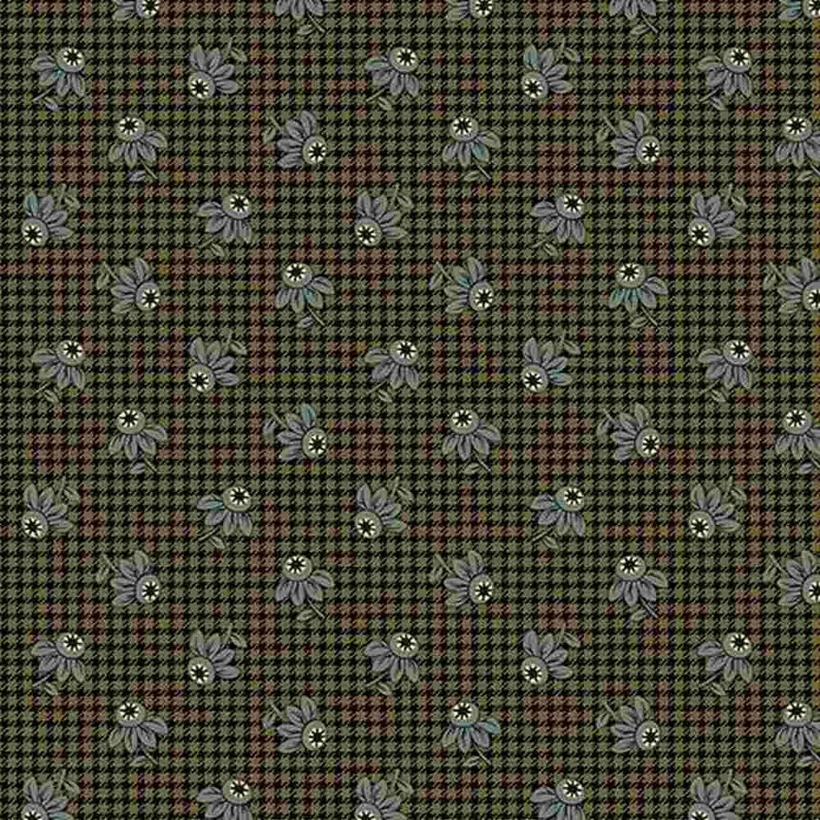 Marcus Fabris - Midnight Lace - Flower Check Olive Marcus Fabrics /NOT CIT 
