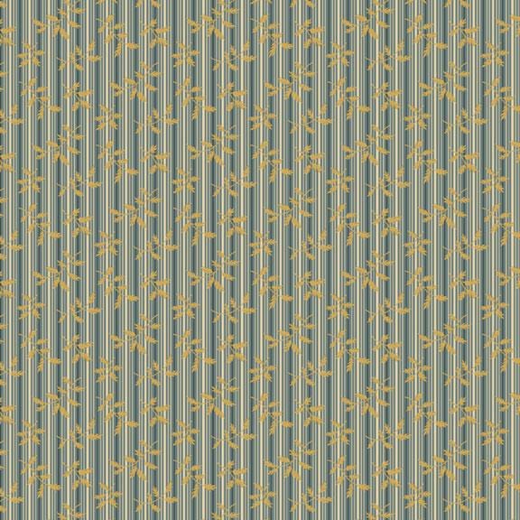 Villa Flora - Striped Fern Blue Marcus Fabrics /NOT CIT 