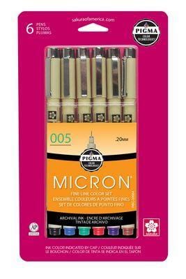 Micron Pen 6 Color Set 005 .20mm BREWER 