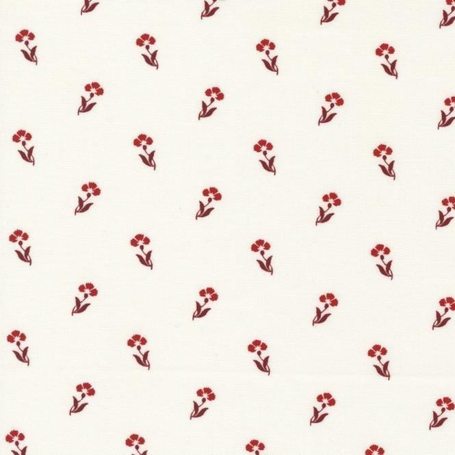 Moda Fabrics - Red and White Gatherings - Carnation Small Floral Vanilla MODA/ United Notions 