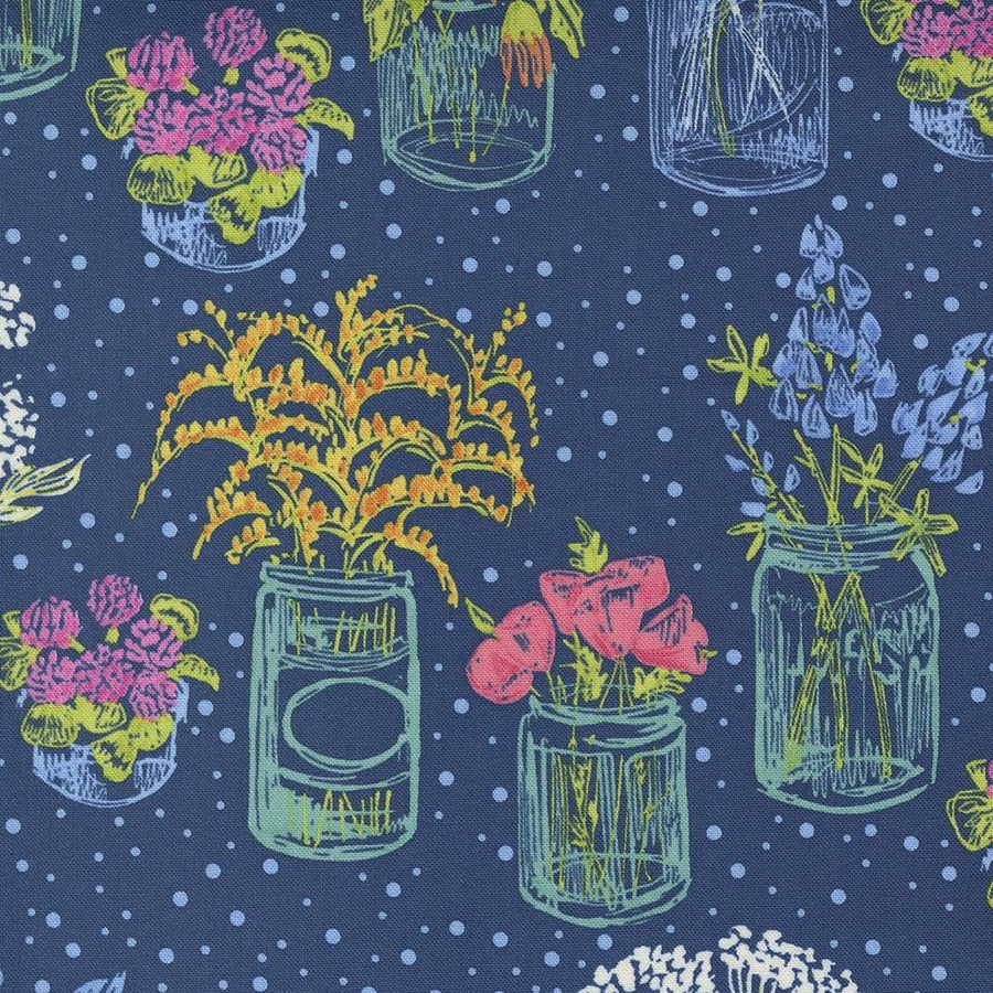 Wild Blossoms - Canning Jars Florals Navy 48734-25