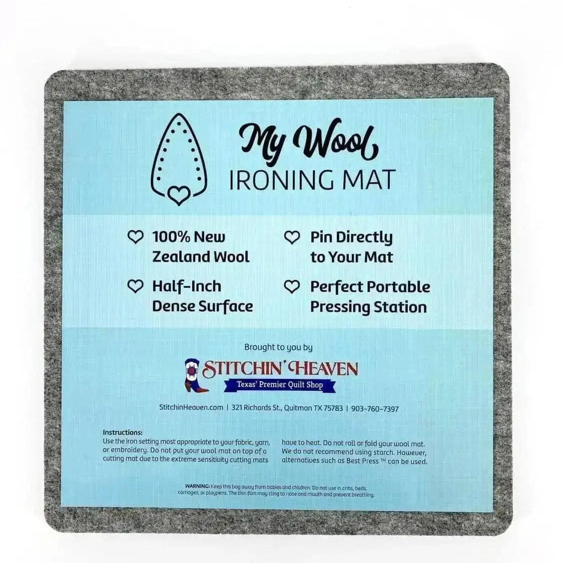 My Wool Pressing Mat - 13.5" x 13.5" NanGong Warner Felt Co., Ltd. 