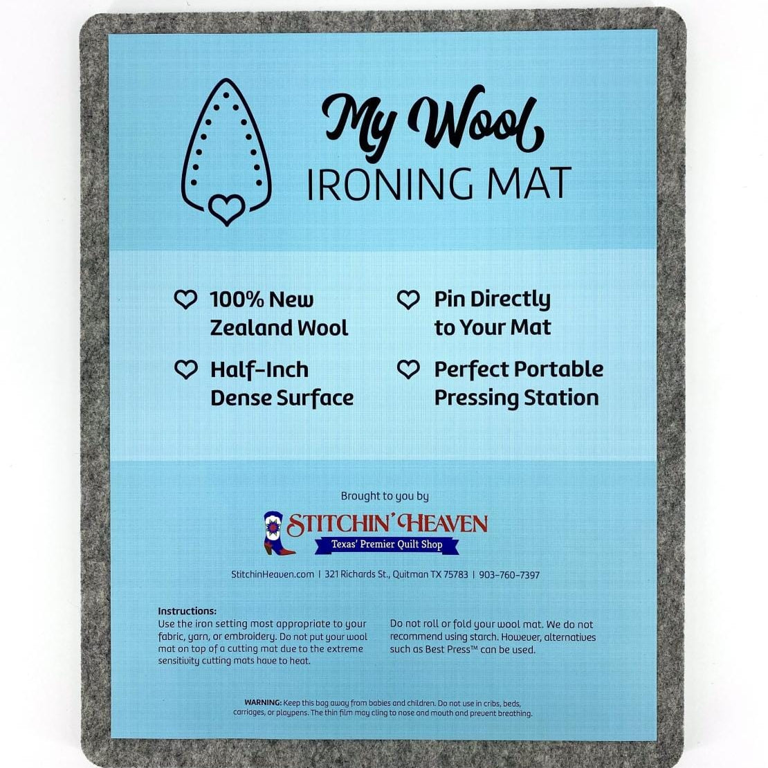 My Wool Pressing Mat - 13.5" x 17" NG-WOOLMAT17