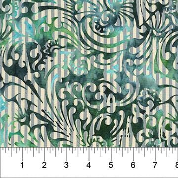 Banyan Batiks - Apothecary - Spooky Filigree Stripe Teal Northcott 