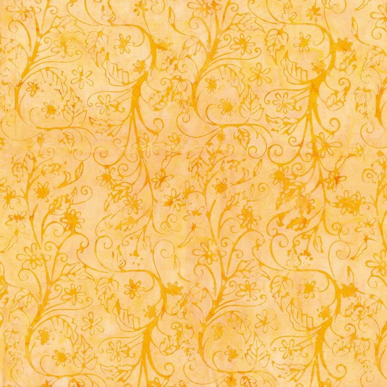 Banyan Batiks - Flutter - Flowering Vines Sunshine Northcott 