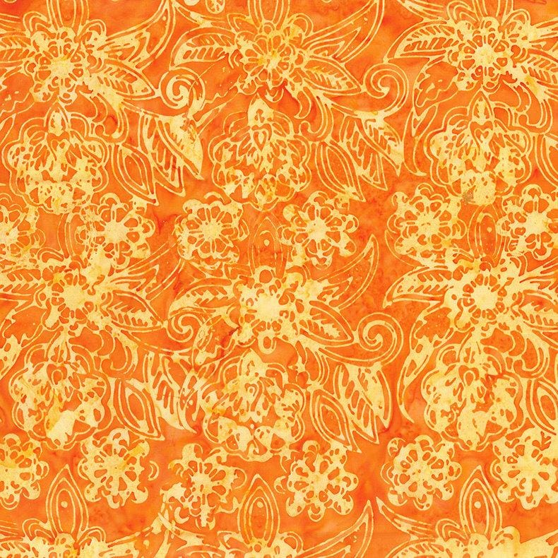 Banyan Batiks - Flutter - Pumpkin Blooms Pumpkin Northcott 