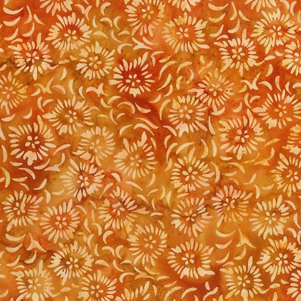 Banyan Batiks - Pebbles & Daisies - Pressed Flowers Tangerine Northcott 