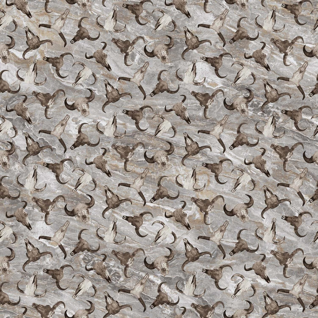 Northcott - Frontier - Cattle Skull Toss Gray Multi Northcott 