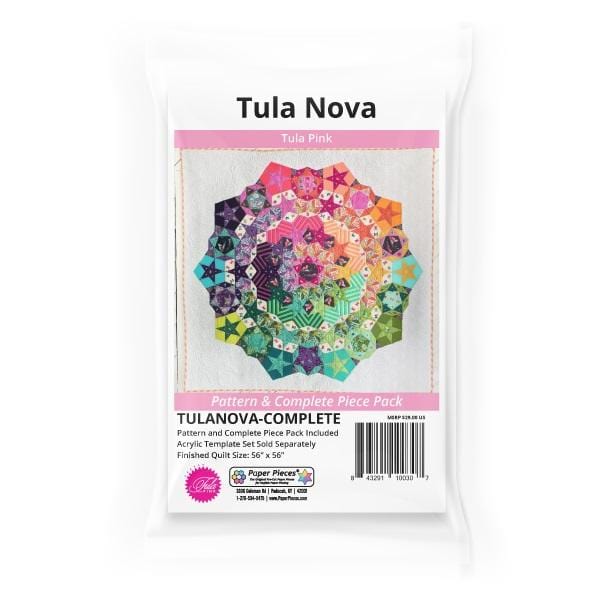 Tula Nova Pattern and Complete Paper Piece Pack by Tula Pink - 56" x 56" PAPER PIECES 