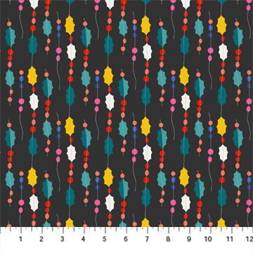 Peppermint - Holly & Berry Strings - Black Figo Fabrics 