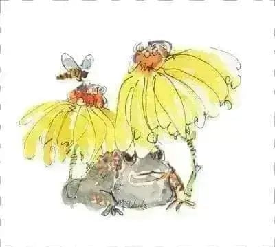 Frog Under Flower Quilt Block Art 