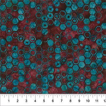 Ride On III - Hexies - Turquoise Cranberry Northcott 